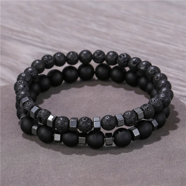 Paxor – Bracelet Agate & Pierre de Lave en pierre naturelle