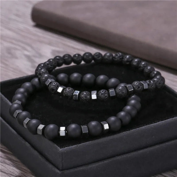 Paxor – Bracelet Agate & Pierre de Lave en pierre naturelle